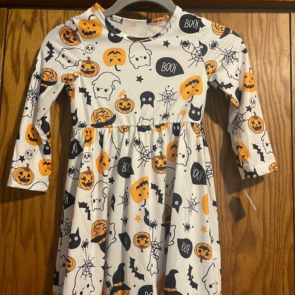 Orange and Black Casual Halloween Dress